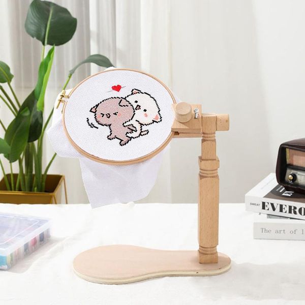 

natural beech wood adjustable rotated embroidery frame stand for most sizes of hoops cross stitch wooden stand, Black