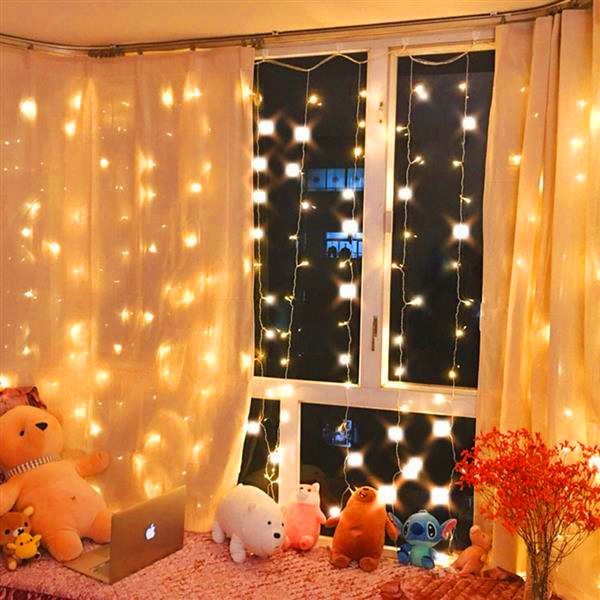 

3m x 3m 300-led warm white light romantic christmas wedding outdoor decoration curtain string light