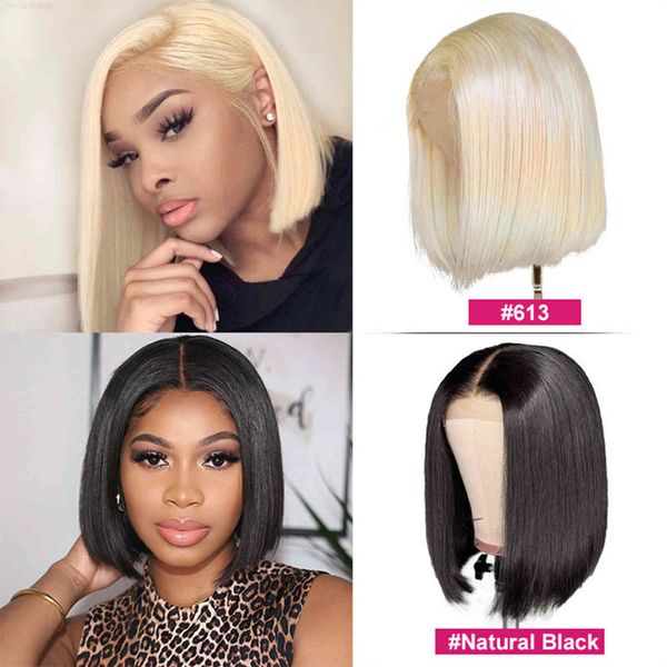 

ishow malaysian 13*1 t part lace front wig bob brazilian hu hair wigs 613 blonde color peruvian straight for women all ag 8-14inch, Black