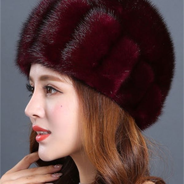

true women ladies ladies'hat warm winter snow whole mink fur hat o5g0, Blue;gray