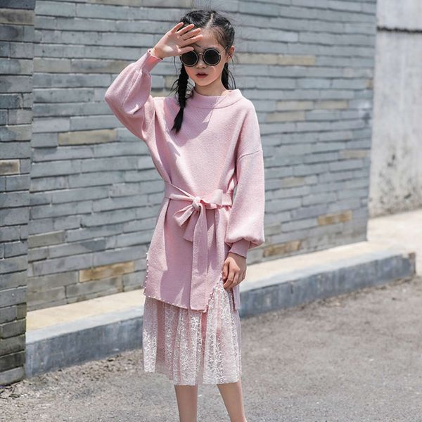 

lace winter knitting sweater 2020 new short skirt two piece girls' drs wtern sle suit, Red;yellow