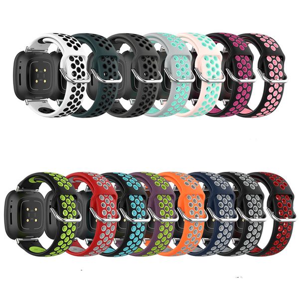 

mesh sport silicone band strap for fitbit versa 3 sense smart wristband accessoires dual color watch bands breathable bracelet versa3