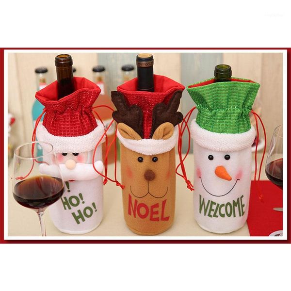 

christmas decorations wine bottle cover santa claus snowman style decor decoration1