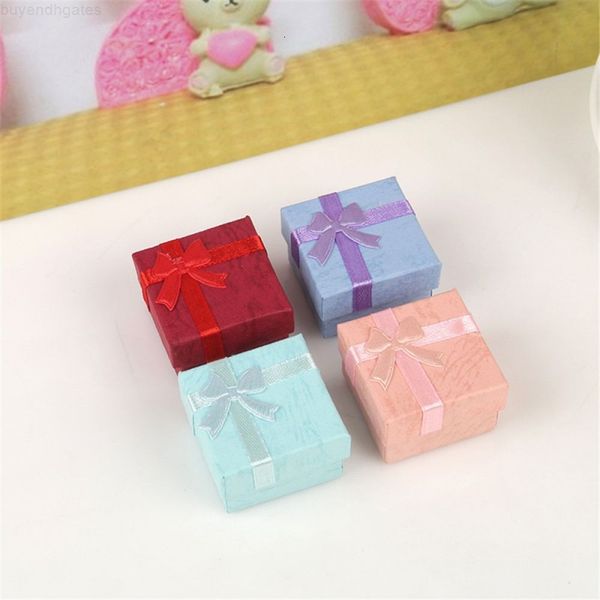 

paper square bowknot earring necklace jewelry gift box case display red pink purple blue earrrings ring boxes
