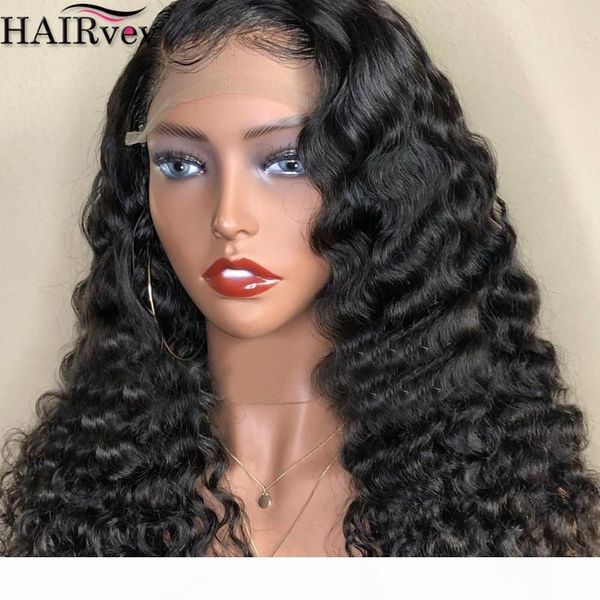 

28 30 32 34 inch brazilian deep wave 13x4 lace front human hair wigs pre plucked transparent lace closure wig for black women, Black;brown