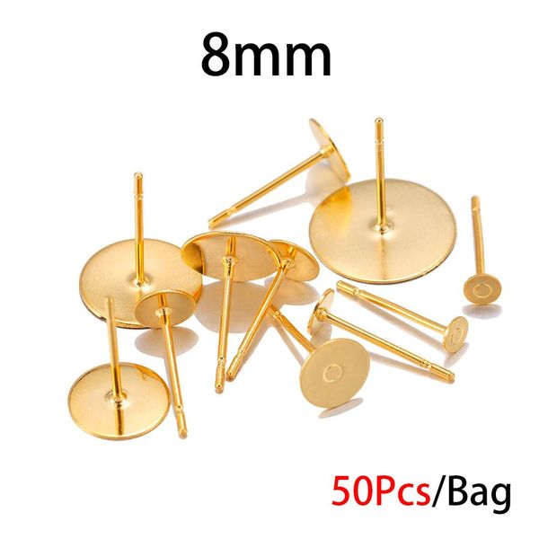 

50 шт. 3 4 5 6 8 мм золотая из нержавеющей стали серьги серьги базы cabochon cameo настроек настроек настроек для ювелирных изделий, изготов
