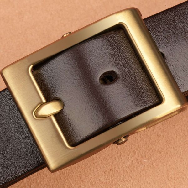 

copper men's leather solid belt, layer of leather, youth needle buckle jeans belt 2, Black;brown