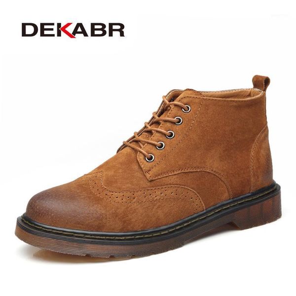 

boots dekabr cow suede autumn men fashion non-slip working ankle male high casual shoes motorcycle1, Black