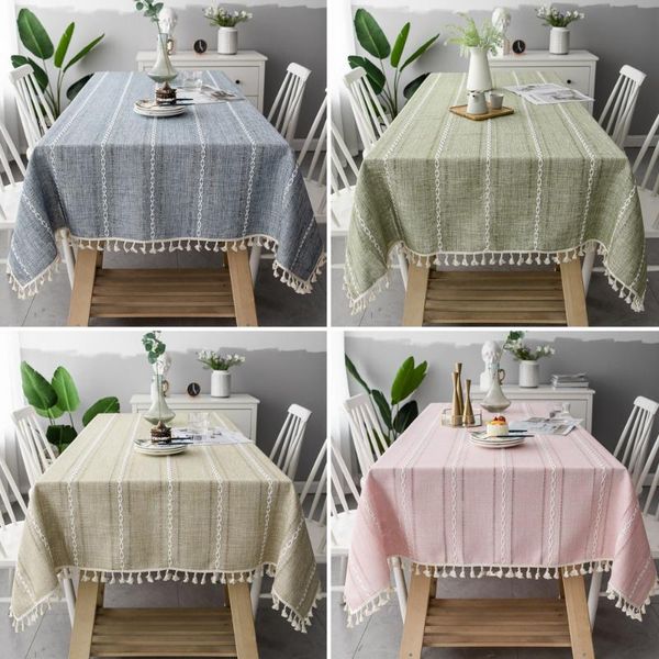 

table cloth fashihollow-out solid color long stripe jacquard tablecloth christmas end mat cotton linen