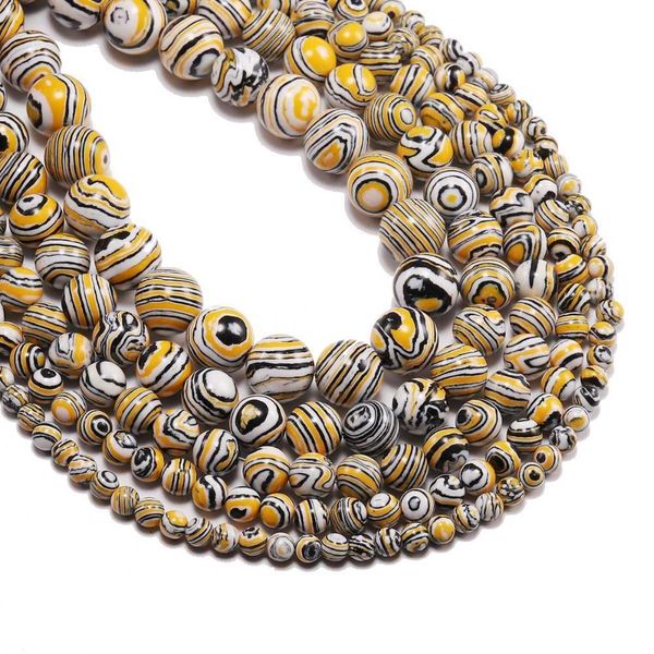 

striped yellow malachite stone beads round loose spacer bead strand 4 6 8 10 12 mm for jewelry making diy bracelet h jllwfd