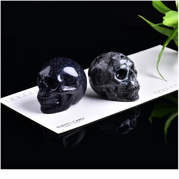 

1 pc crystal gemstone skull natural crystal decoration home decor stones and crystals wicca healing minerales jllvwu, Black