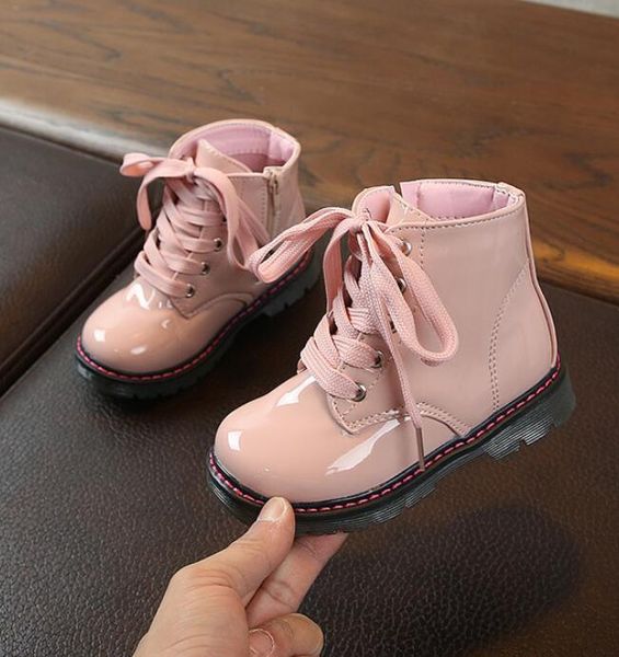 

new 2020 girls leather boots boys shoes autumn winter pu leather children boots fashion toddler kids boots warm winter sqcwgo, Black