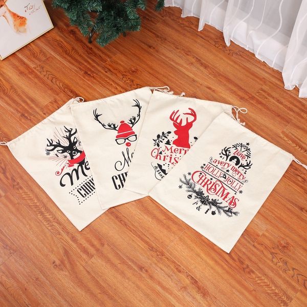 

i67dlarge drawstring sacks organic heavy canvas santa cotton gift bags personalized festival party christmas decoration