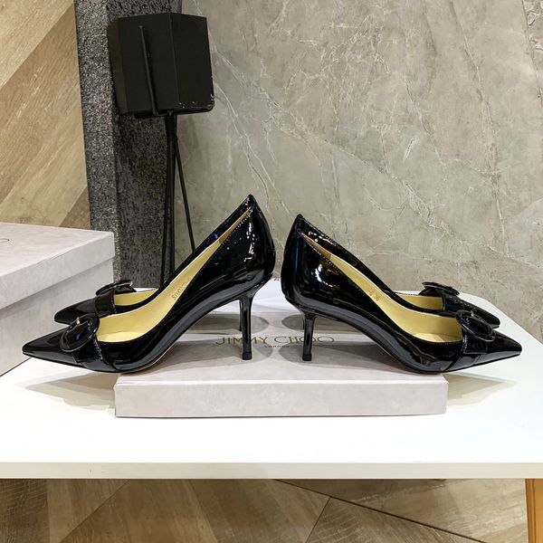 

womens fashion pointed leather middle heel spring new elegant white temperament womens original size 35-41, Black