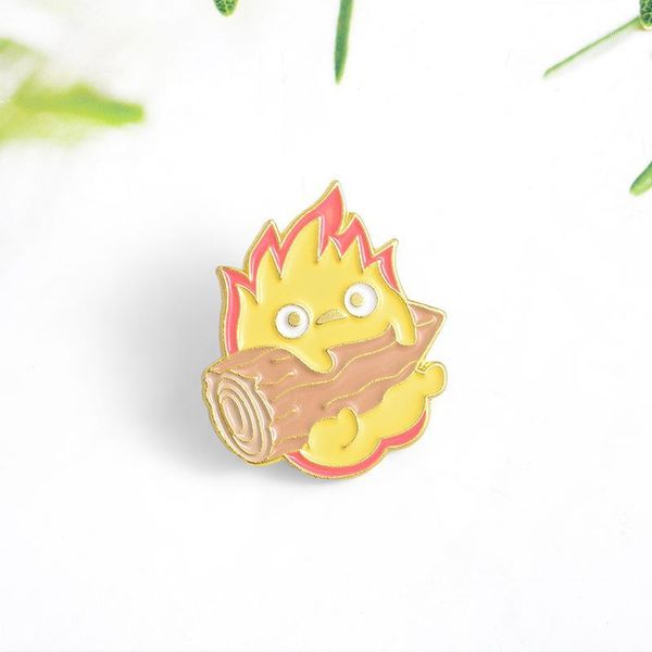 

cartoon little flame holding firewood game animal customization pin alloy brooch lapel pin neckline jewelry gifts for children's1, Gray