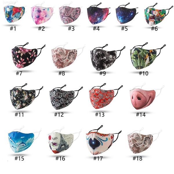 

washable face reusable flower printing various dustproof patterns designer fashion mouth cover adults women men size cotton mask