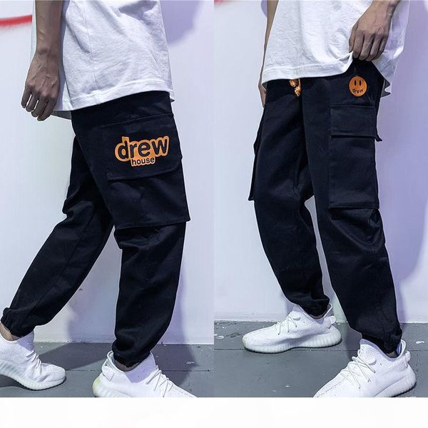 

justin bieber draw house mens стилист трек падает повседневный стиль мужские бегуны брюки треки брюки грузовые брюки брюки эластичные талии, Black