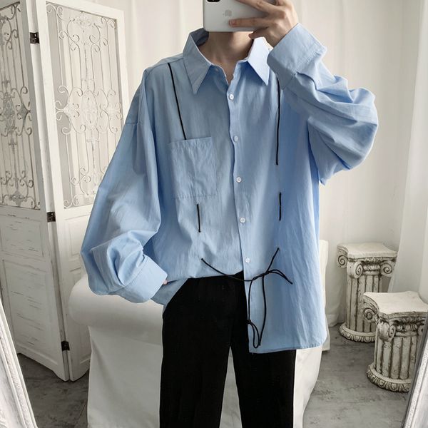 

2021 's new korean version of random men loosens bf's simple shirt. hcf8, Black