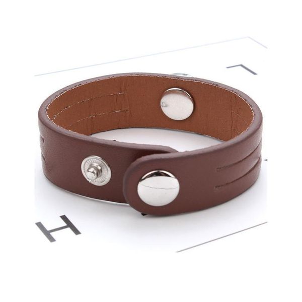 

new brown pu leather snap bracelets for 18mm snaps button jewelry vintage wholesale adjustable leather bracelet bbyqws, Golden;silver