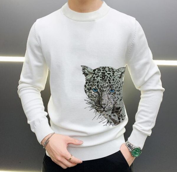

cool rhinestone new designer sweater regular standard wool fashion pattern hip hop b35, White;black
