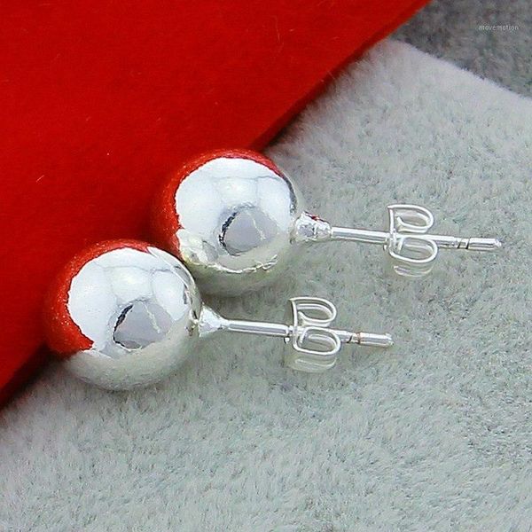 

meekcat 925 sterling silver jewelry women round ball stud earrings fashion elegant earings wholesale 6mm/8mm/10mm1, Golden;silver
