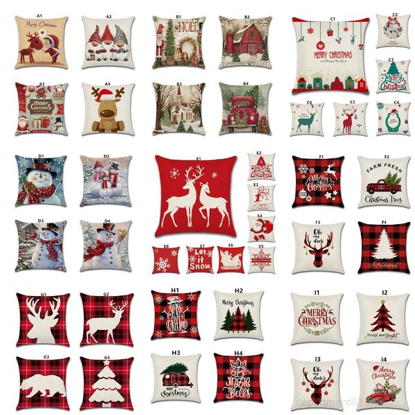 

80 colors case 45*45cm elk christmas pillow cover santa cushion covers retro plaid pillowcase owa2258