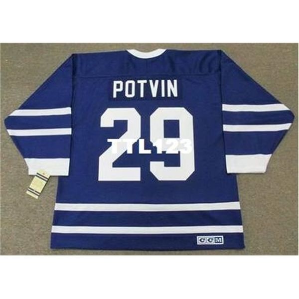 

121s #29 felix potvin toronto maple leafs 1991.1993.1997 ccm vintage hockey jersey or custom any name or number retro jersey, Black