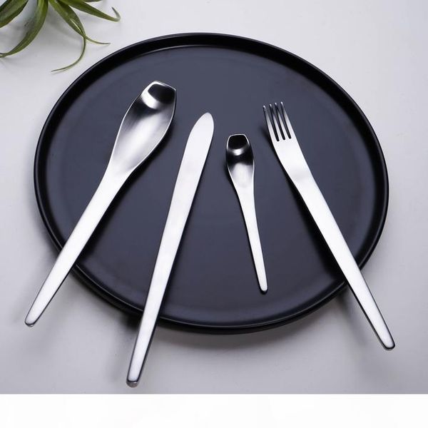 

silver japanese style matte stainless steel cutlery sets fork knife scoop set dessert fork dinnerware set drop shiping t200430
