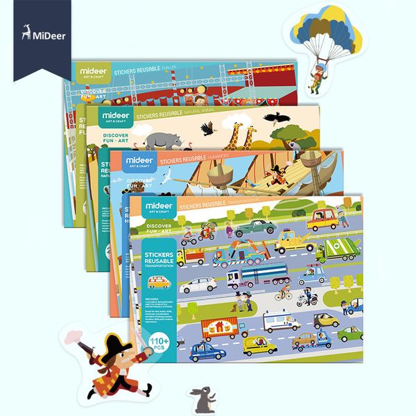 MiDeer Neue wiederverwendbare Aufkleber Buch Game Pad Sammlung Kinder Lernspielzeug für Kinder Puzzle Geschenk Abnehmbare Hintergrundszenen LJ201019