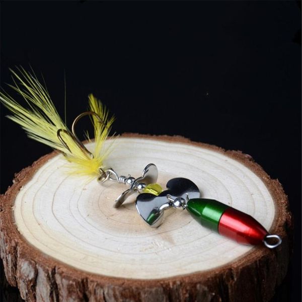 

1pcs metal spinner bait 10g 7cm spoon lures rotating sequins fishing lure bass hard bait with feather high qualit qylwup