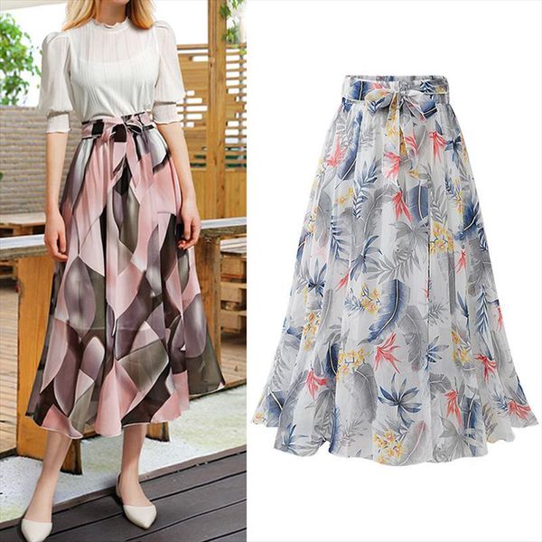 

streetwear skirts women 5xl summer skirt elastic high waist jupe femme plus size falda midi black saia bow print floral skirt