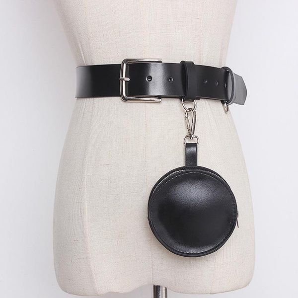 

eam] pu leather black chain split joint long wide belt personality women new fashion tide all-match spring autumn 2020 1y998, Black;brown