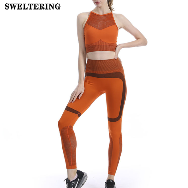 

yoga outfits seamless set 2 piece women gym push up running workout clothes sport bra movement fitness suit crop leggings sportswear, White;red