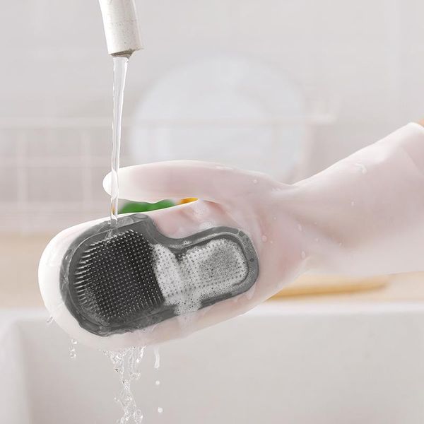 

2in1 silicone brush gloves multifunction rubber easy clean dishwashing scrubber kitchen household cleaning tools accessories