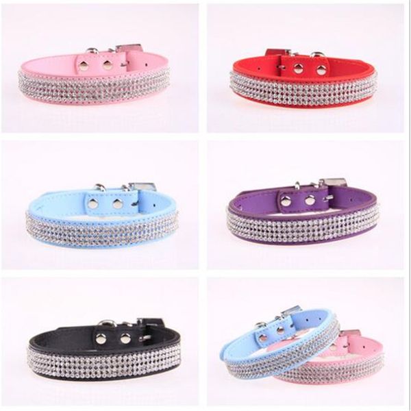 

leather cw010 new bling pu small rhinestone diamond pet puppy cat collar fashion necklace dog collars s m , l size