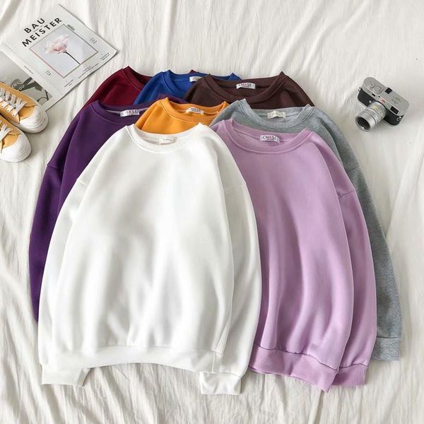 

new plus size long sleeve pullover female male casual warm plus cashmere couple bottoming shirt autumn winter ing, White