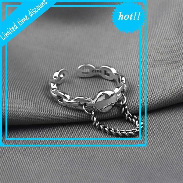 

japan and south korea new old creative girls hollow chain fashion thai silver ring jewelry