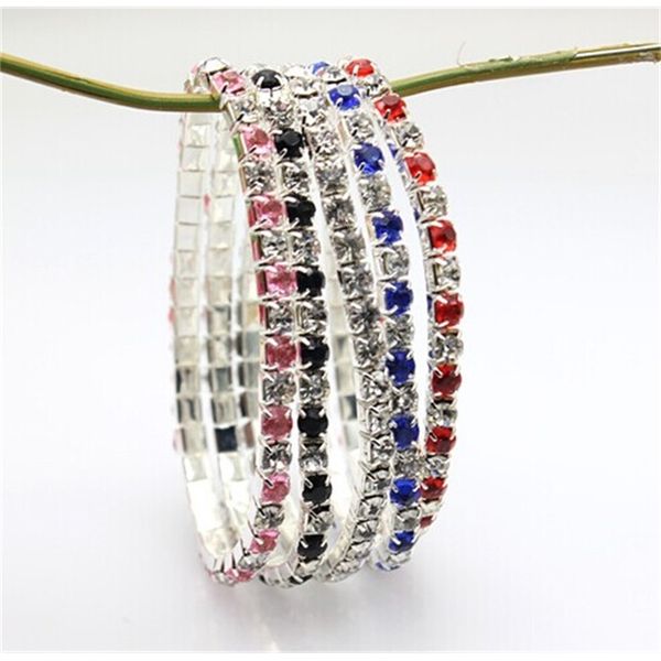 

single one row rhinestone crystal stretch korean wedding bracelet fashion jewelry multi color ing