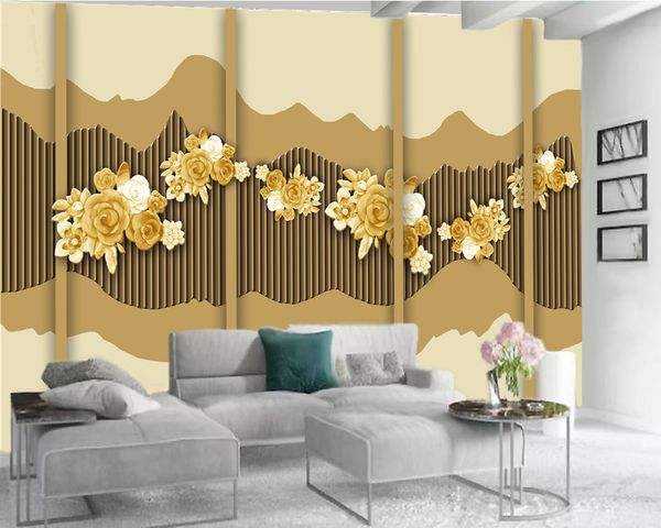 

романтические цветочные шелковые обои 3d настенные настенные стены для гостиной в помещении телевизор фоновые стены украшения настенные обои