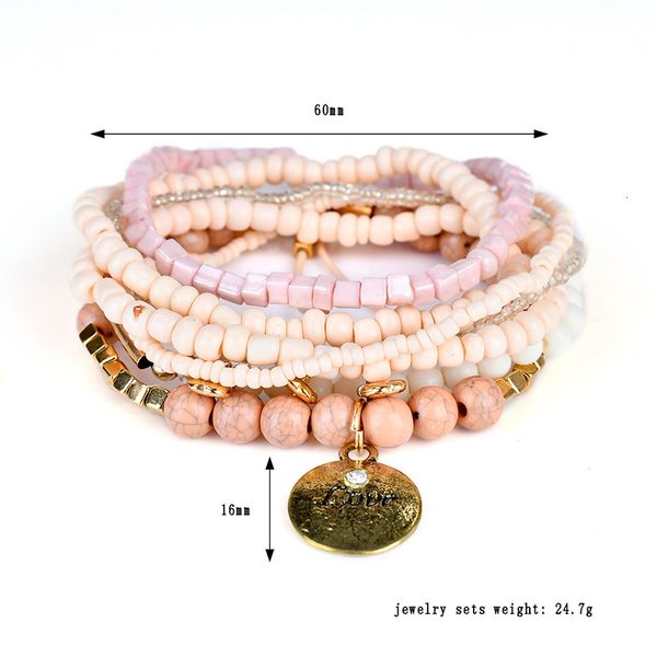 

cuffs multilayer bracelet bangle bohemia acrylic stone love beads chain fashion jewelry for women gift drop shipping