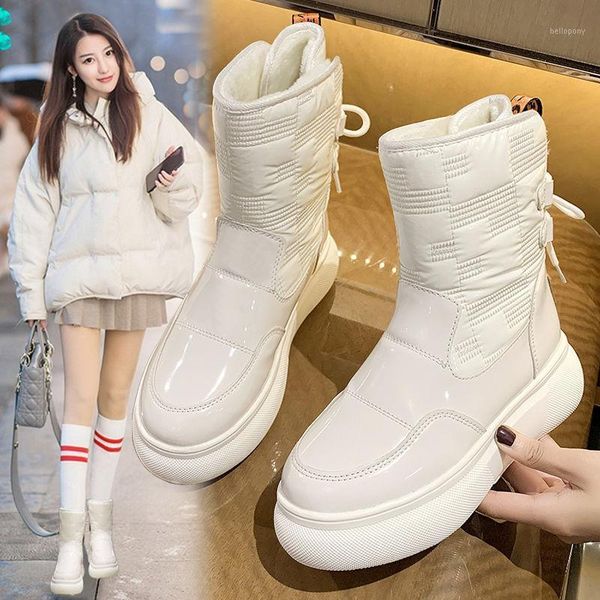 

thicken plush snow boots,women warm shoes for winter,round toe,thick sole platforms,waterproof,female footware,black,white1