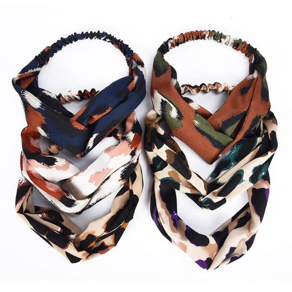 

fashion leopard printed twist knot headband turban women girls luxury elastic hair bands cross knotted stretchy head hoop wrap q wmtnuz