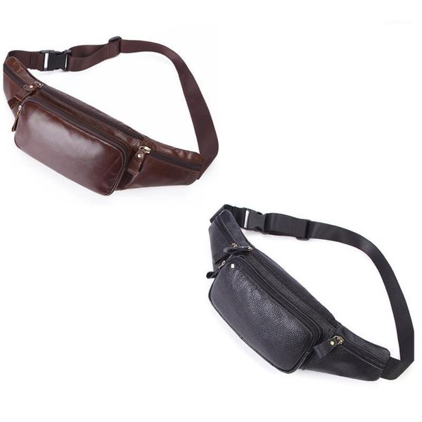 

outdoor bags cow leather waist pack men vintage hip bag chest multifunctional sports crossbody belt1
