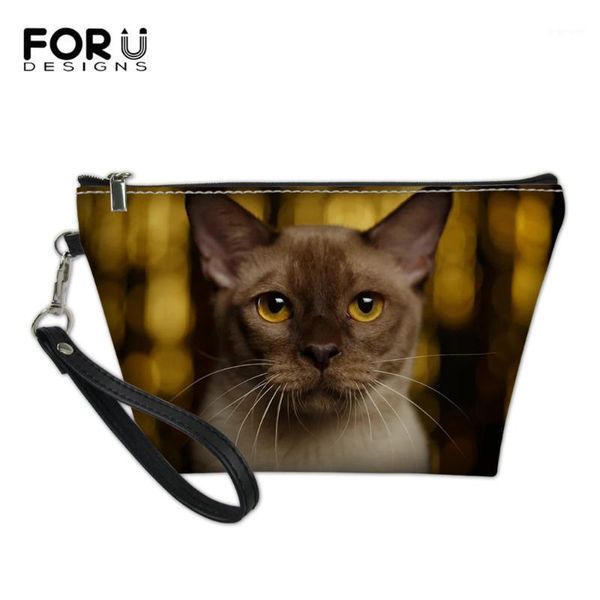 

forudesigns portable travel cosmetic bag for women burmese cat cosmetic bags ladies makeup pouch neceser toiletry organizer case1