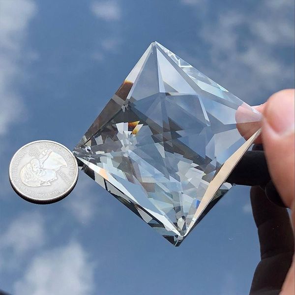 

75mm square crystal chandelier drilled lamp prism parts drop diy pendant decor suncatcher haning ornament h jllwgm