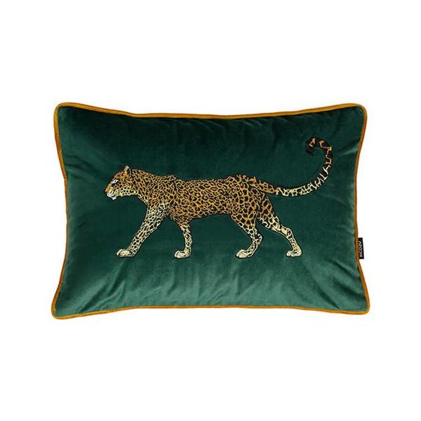 Cheetah Embroidery Pillow Case Cushion Cover Velvet Jungle Cojines