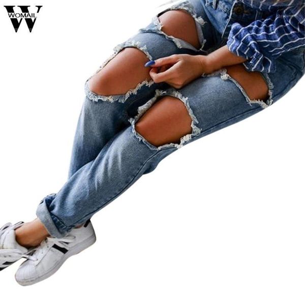 

pants 2020 autumn and winter women casual light blue box hole jeans sep261