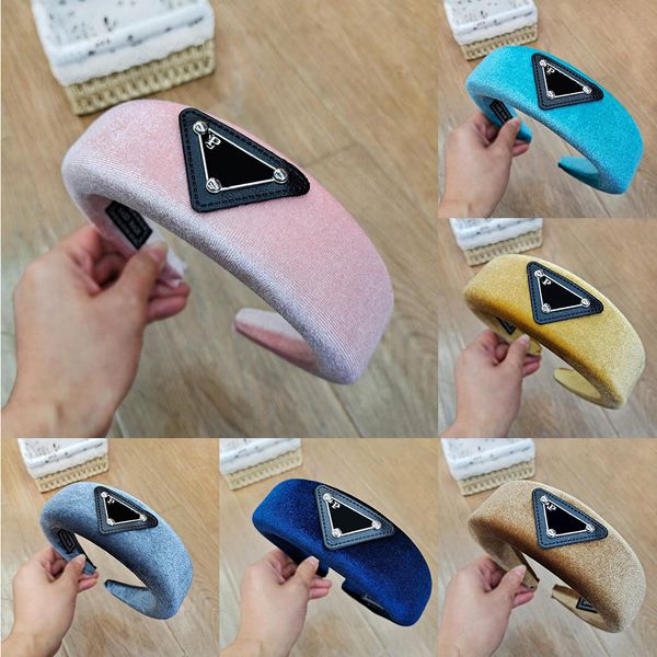 

luxury velvet triangle letter brand lady designer hair bands women handmade sponge sequin headband hair hoop vintage hair accessories, Silver