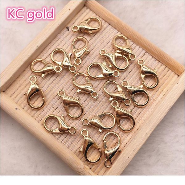 

25pcs 14mm metal lobster clasps hooks for jewelry finding kc gold/silver/gun black color connect buckle diy necklace& qylrmn