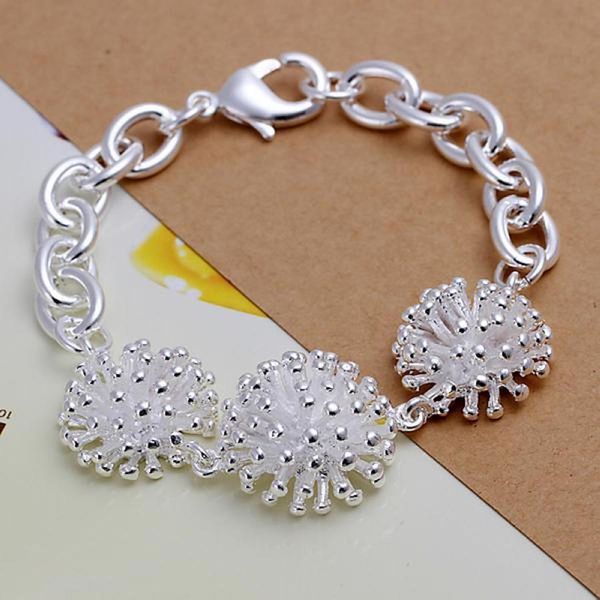 

beautiful elegant wedding women men silver color big flower chain bracelet fashion classic jewelry wholesale h014 h sqctxk, Black